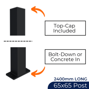 Post – 65x65mm x 2400mm Galvanised Steel Base Plate Security Fencing Post – B