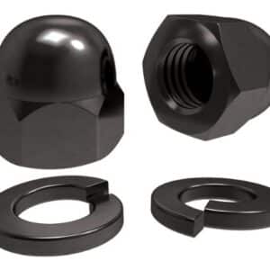 M12 DOME NUT w/ WASHER - BLACK - 4pk