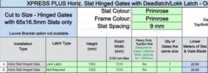 Custom Slat Gate - Pam - Primrose - DIY Fencing Supply. - Perth - Instant Quote - Live Support